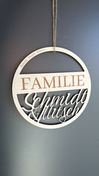 🏡 Türkranz „Familie + Name“ aus Holz (personalisierbar)