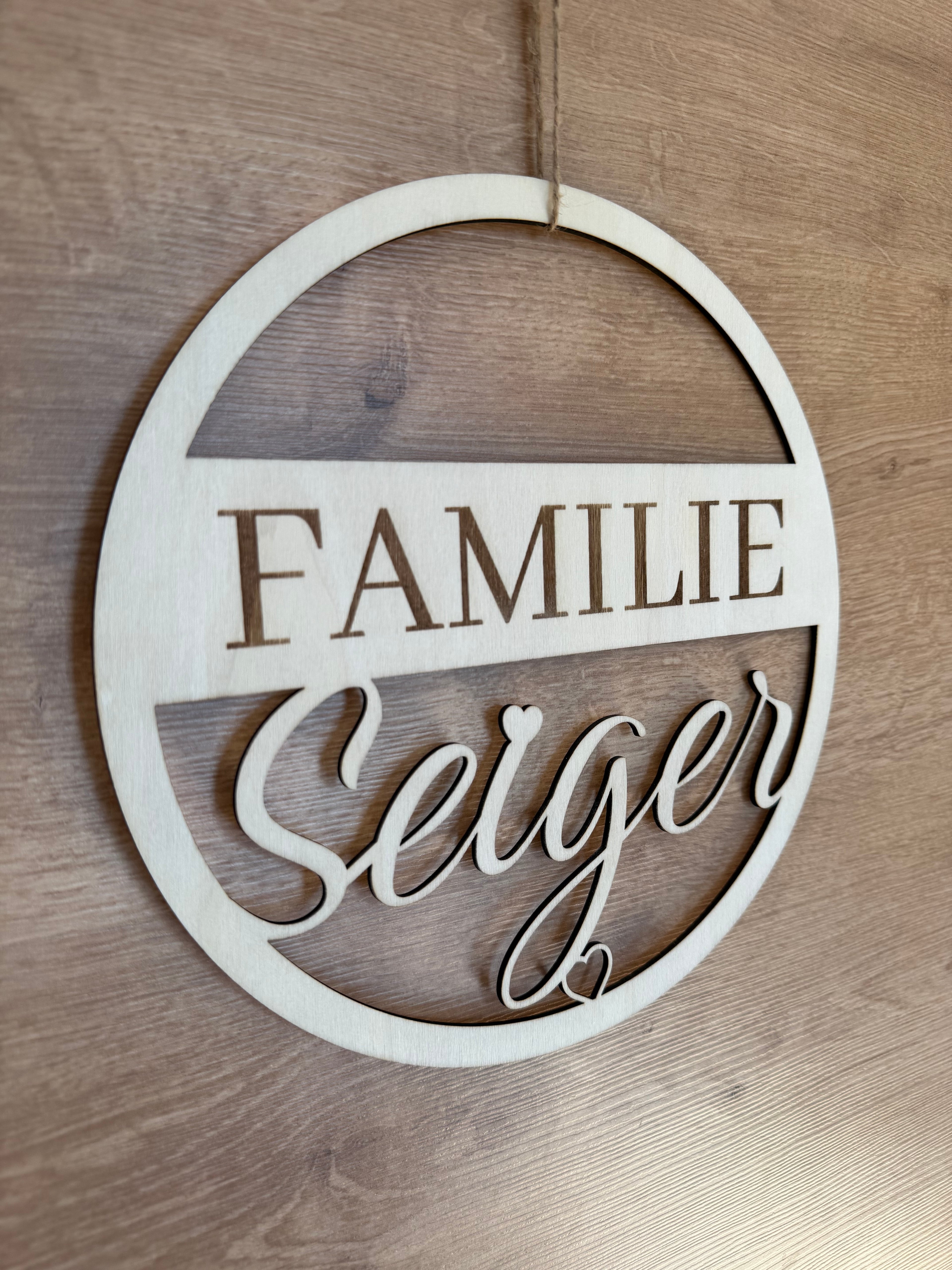 🏡 Türkranz „Familie + Name“ aus Holz (personalisierbar)