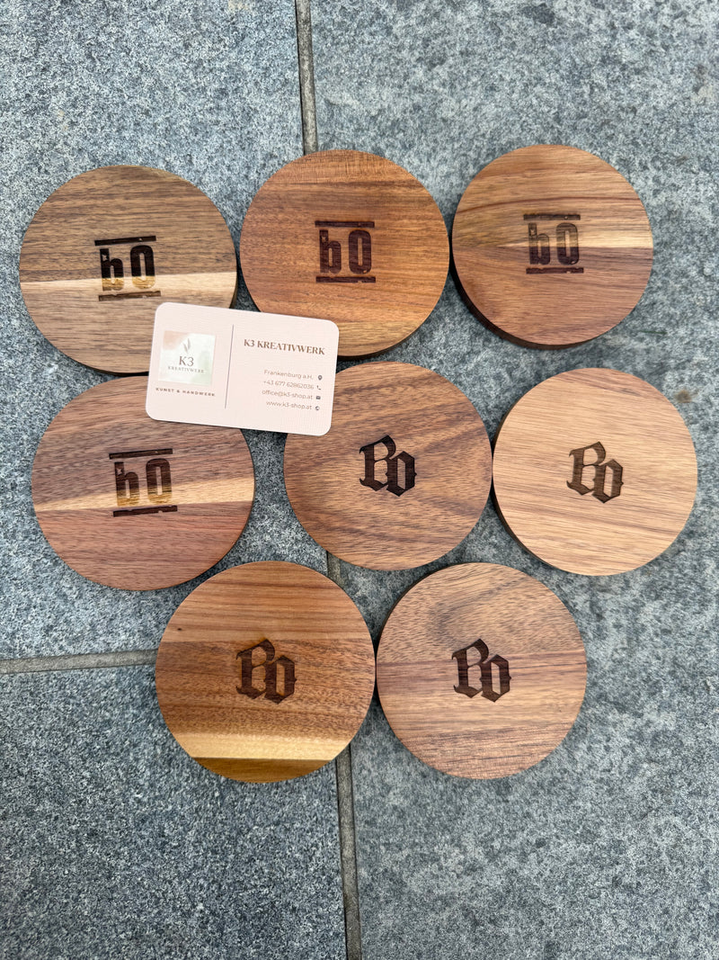 🪵 Wooden coaster set (4 pieces) including bottle opener (personalizable)