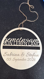 💞 Türkranz „Gemeinsam ein Leben lang“ aus Holz (personalisierbar)