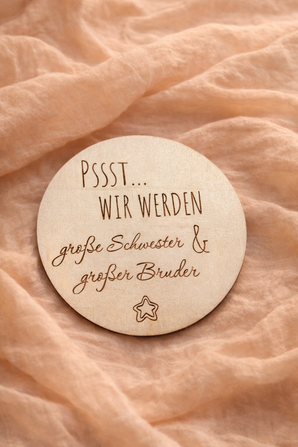 🤫 Holz-Kärtchen „PSSST…“ rund – stilvolle Botschaft (personalisierbar)