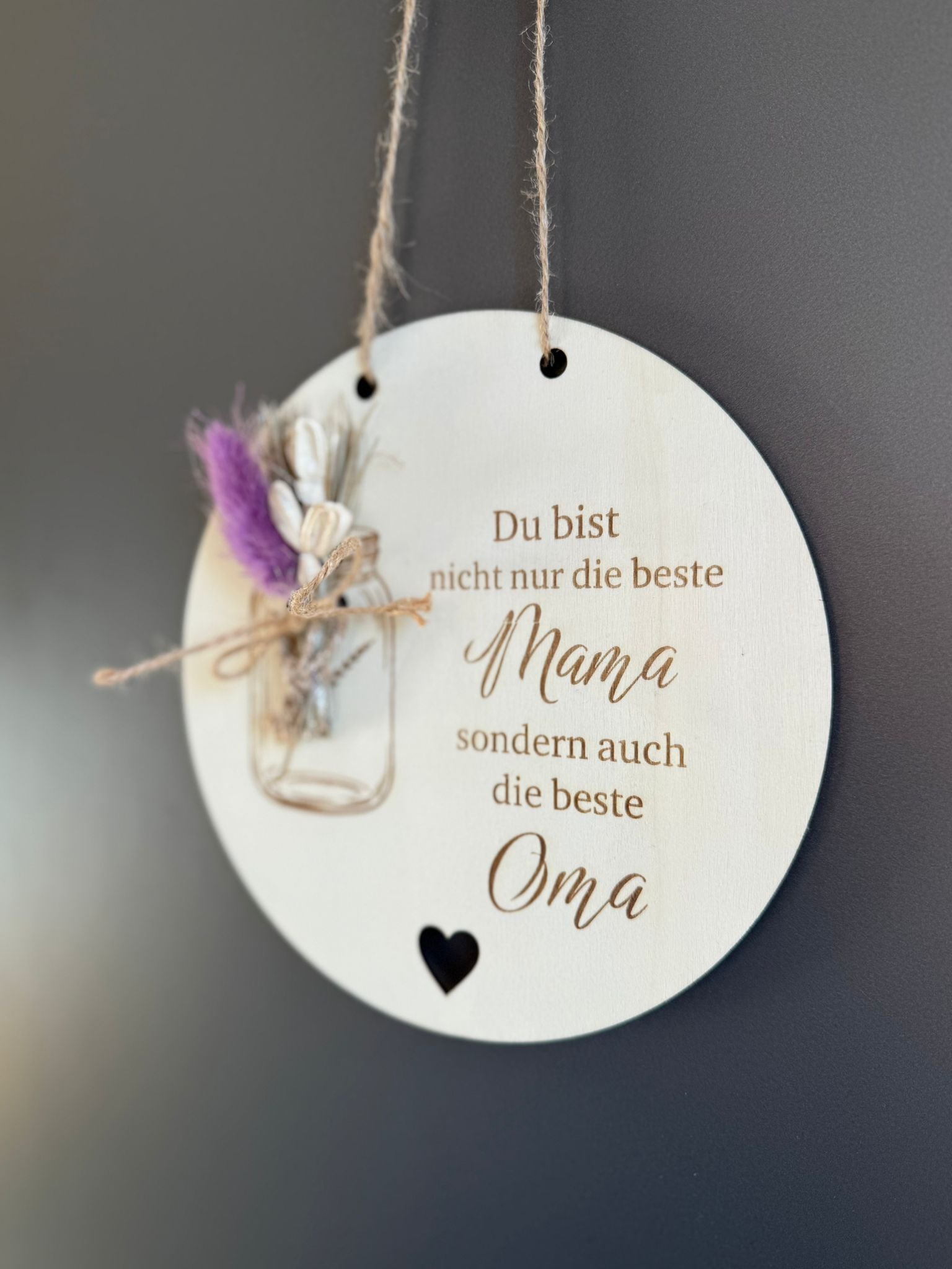💐 Muttertagsgeschenk aus Holz – liebevolle Botschaft für Mama & Oma (personalisierbar)
