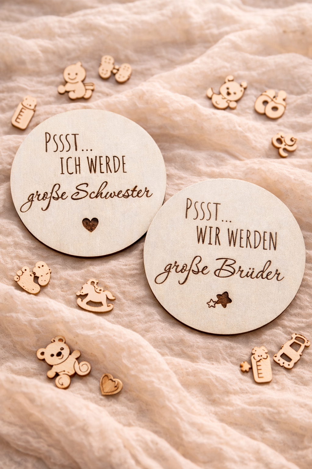🤫 Holz-Kärtchen „PSSST…“ rund – stilvolle Botschaft (personalisierbar)
