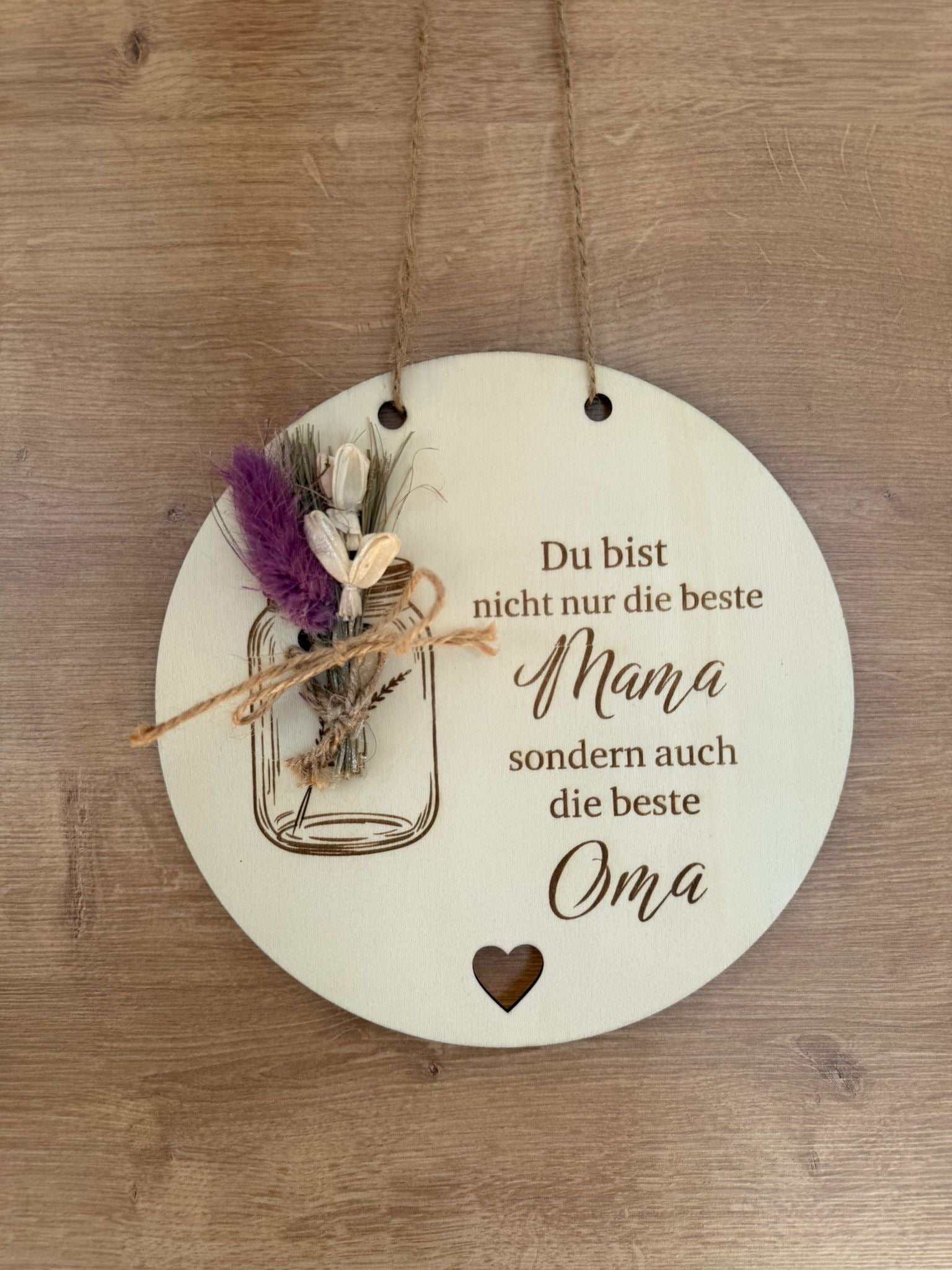 💐 Muttertagsgeschenk aus Holz – liebevolle Botschaft für Mama & Oma (personalisierbar)