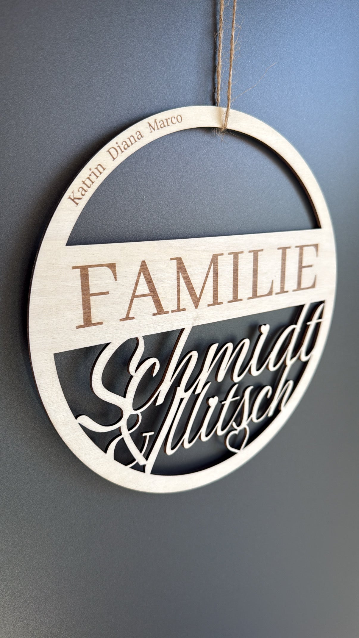 🏡 Türkranz „Familie + Name“ aus Holz (personalisierbar)
