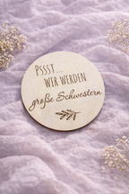 🤫 Holz-Kärtchen „PSSST…“ rund – stilvolle Botschaft (personalisierbar)