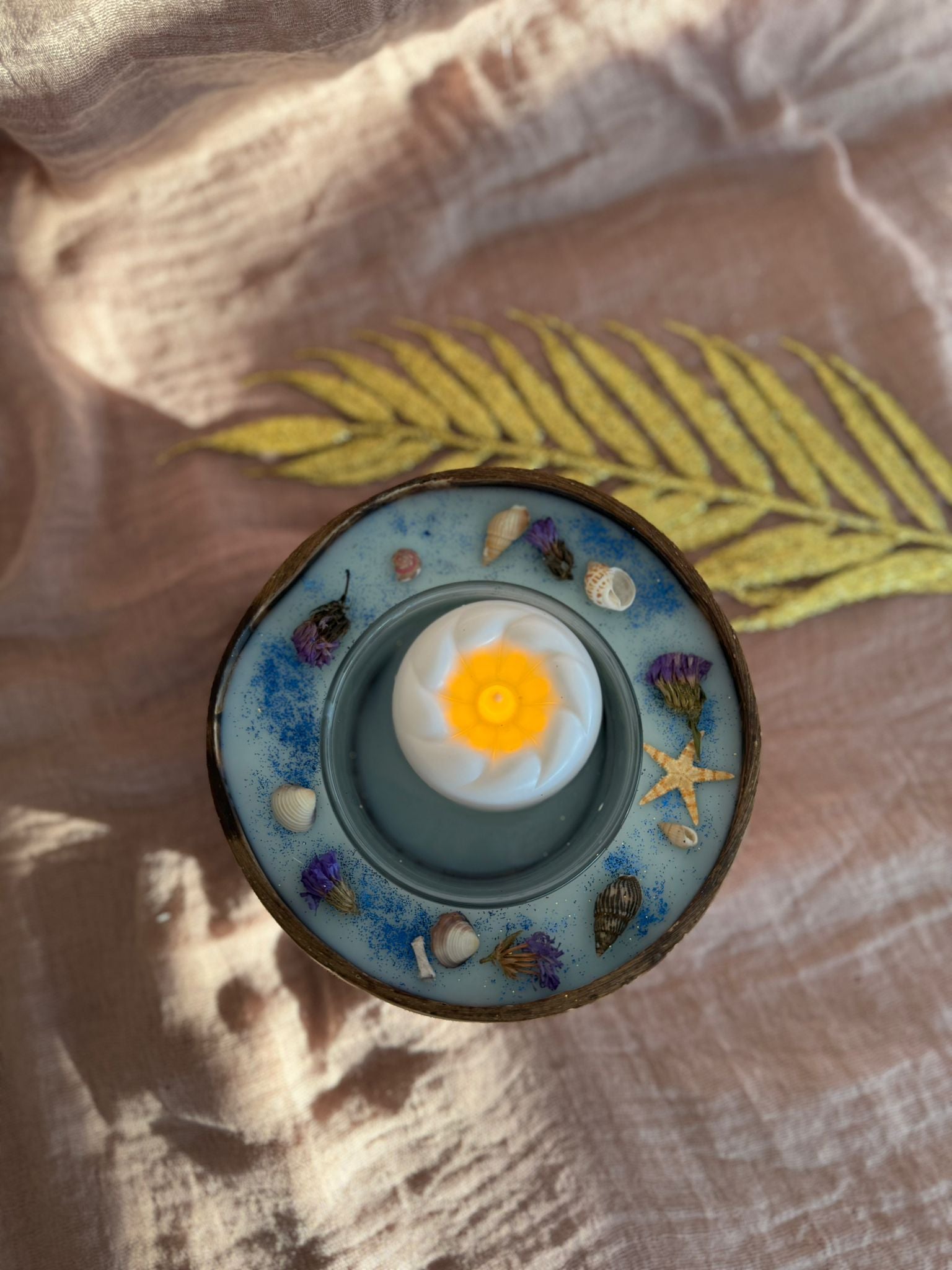 🥥🕯️ Handgemachte Kokosnusskerze – Natürliches Kokoswachs in echter Kokosnussschale "Kimberly" (personalisierbar)