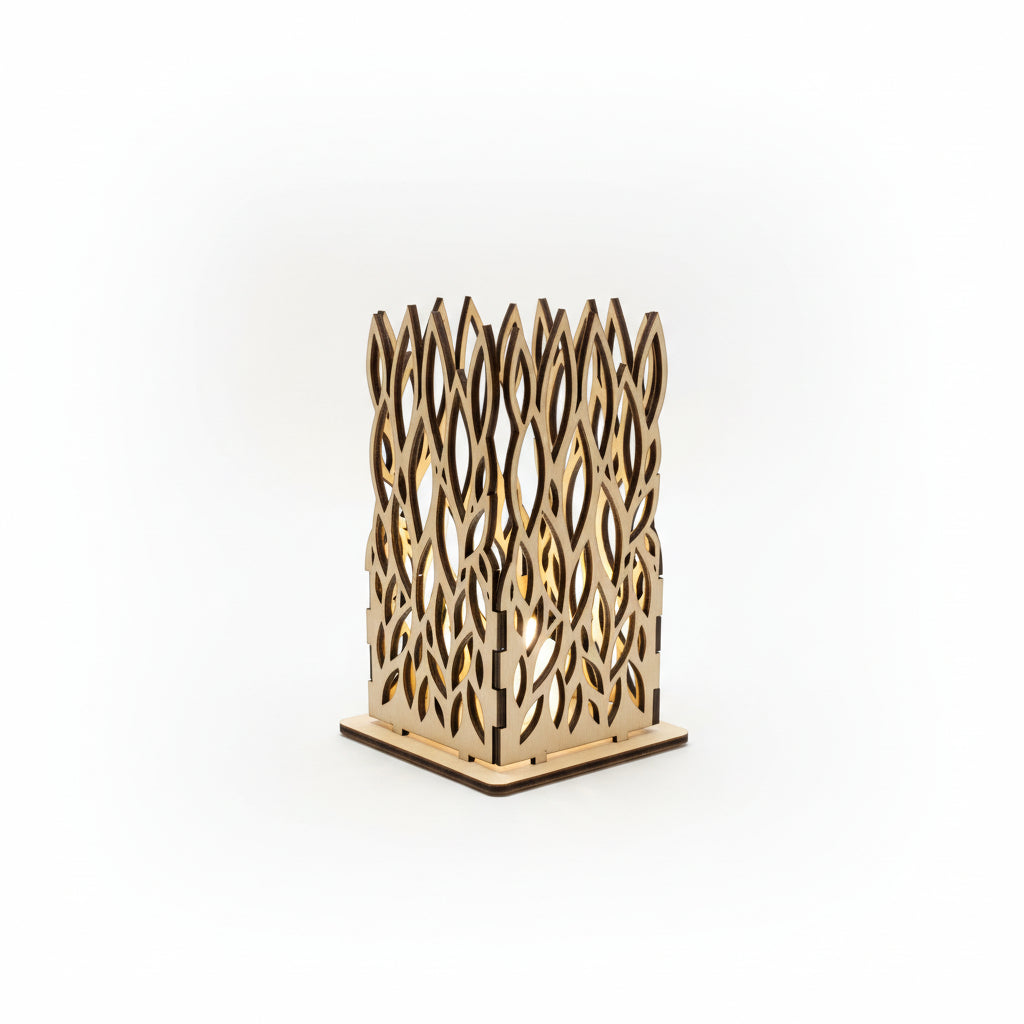 🕯️ Moderner Teelichthalter aus Holz – stilvolle Struktur