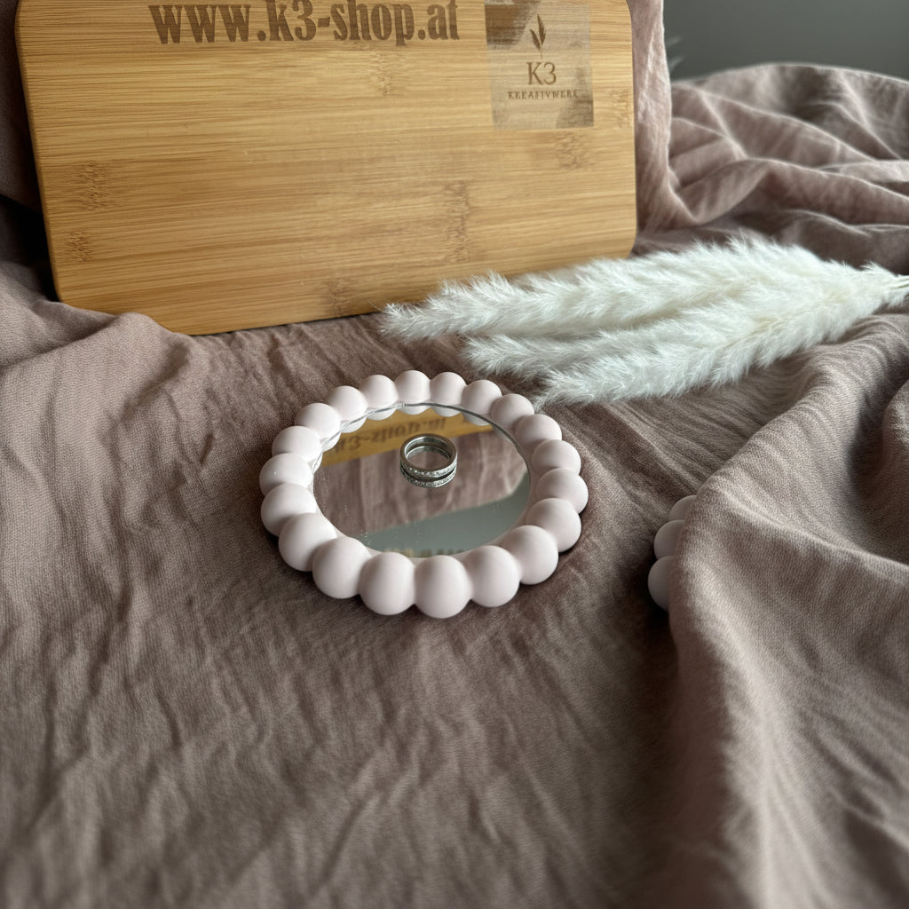 🫧 Bubble-Schmuckablage rund mit Spiegel versch. Farben