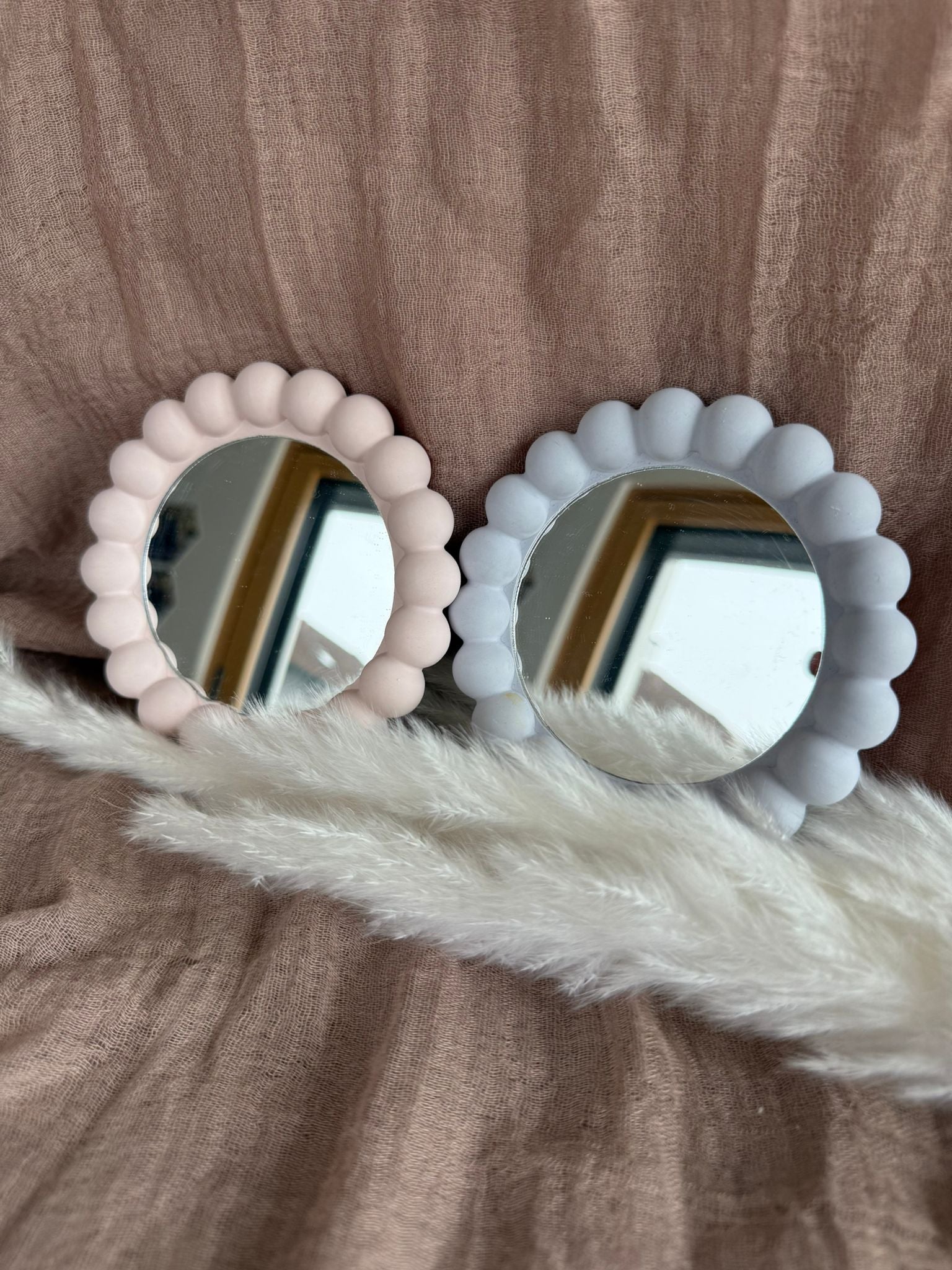 🫧 Bubble-Schmuckablage rund mit Spiegel versch. Farben