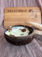 🥥🕯️ Handgemachte Kokosnusskerze – Natürliches Kokoswachs in echter Kokosnussschale "Kataleya" (personalisierbar)