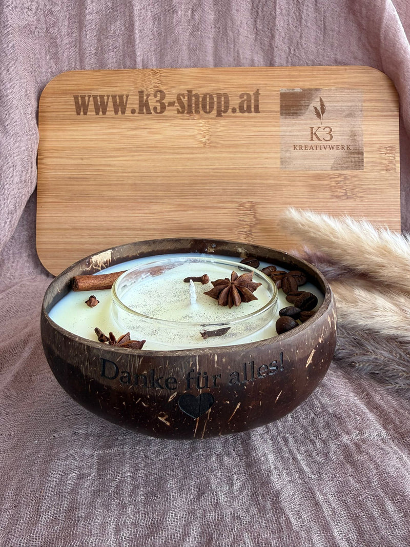 🥥🕯️ Handmade coconut candle – Natural coconut wax in a real coconut shell "Kataleya" (personalizable)