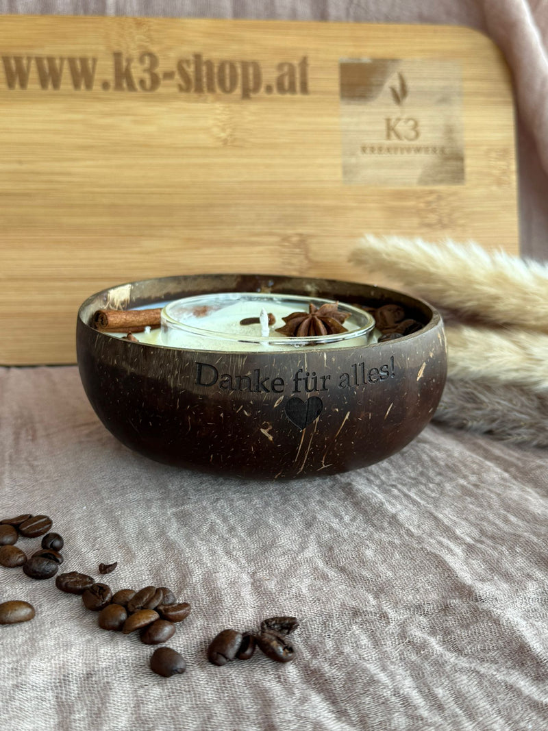 🥥🕯️ Handmade coconut candle – Natural coconut wax in a real coconut shell "Kataleya" (personalizable)