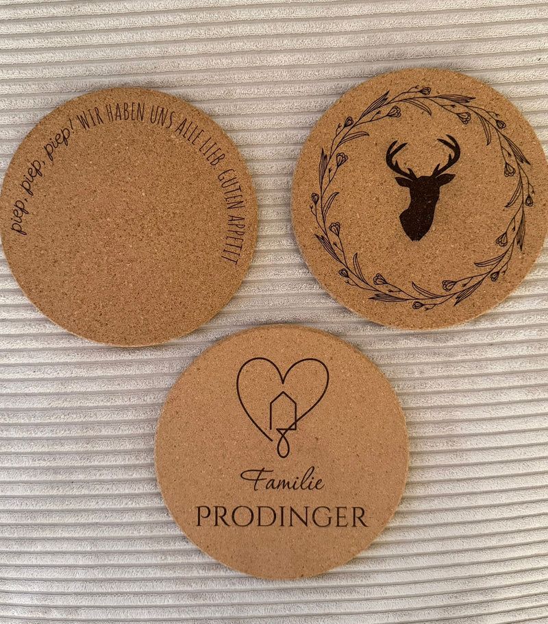 🌿 Cork coasters – natural & versatile (personalizable)