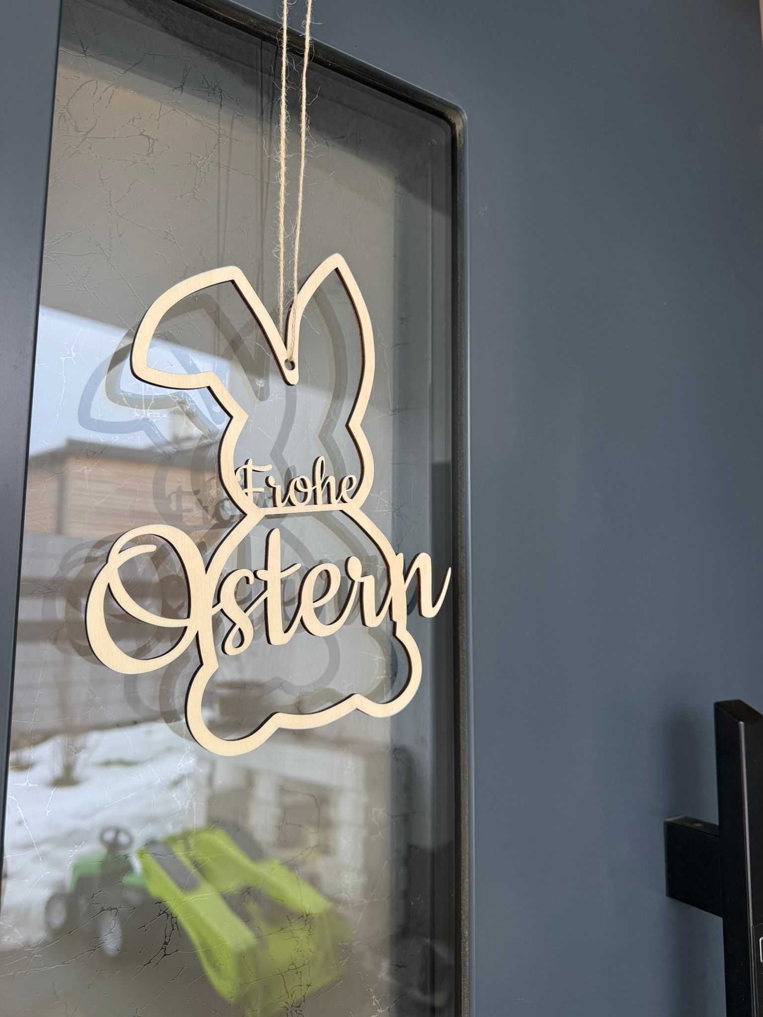 🐰 Türkranz „Frohe Ostern“ aus Holz – liebevolle Osterdekoration