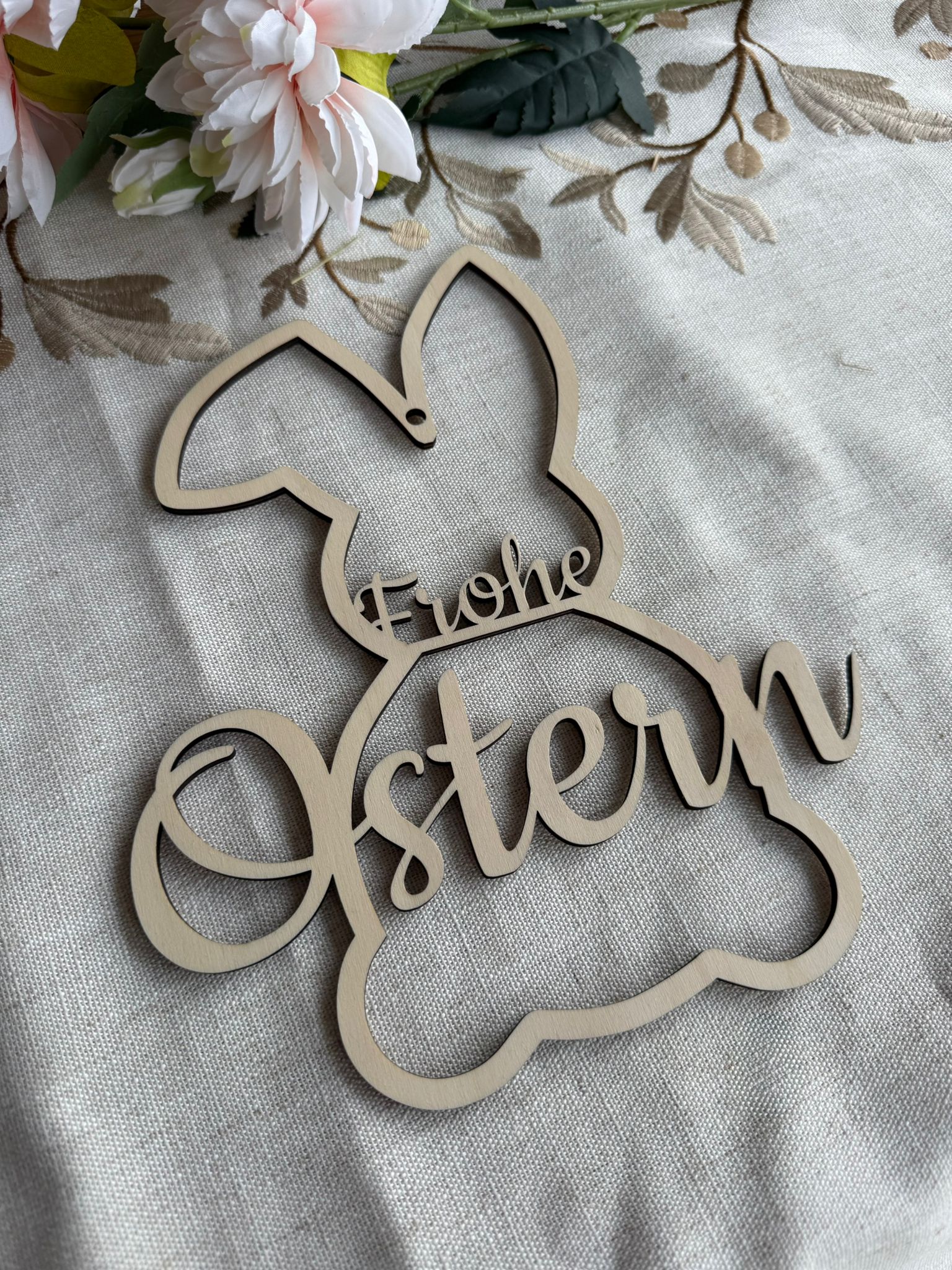 🐰 Türkranz „Frohe Ostern“ aus Holz – liebevolle Osterdekoration