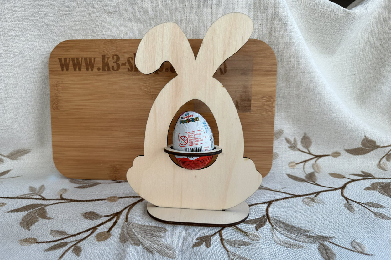 🐰 Kinder-Überraschungsei-Halter im Osterhasenstil aus Holz (personalisierbar)