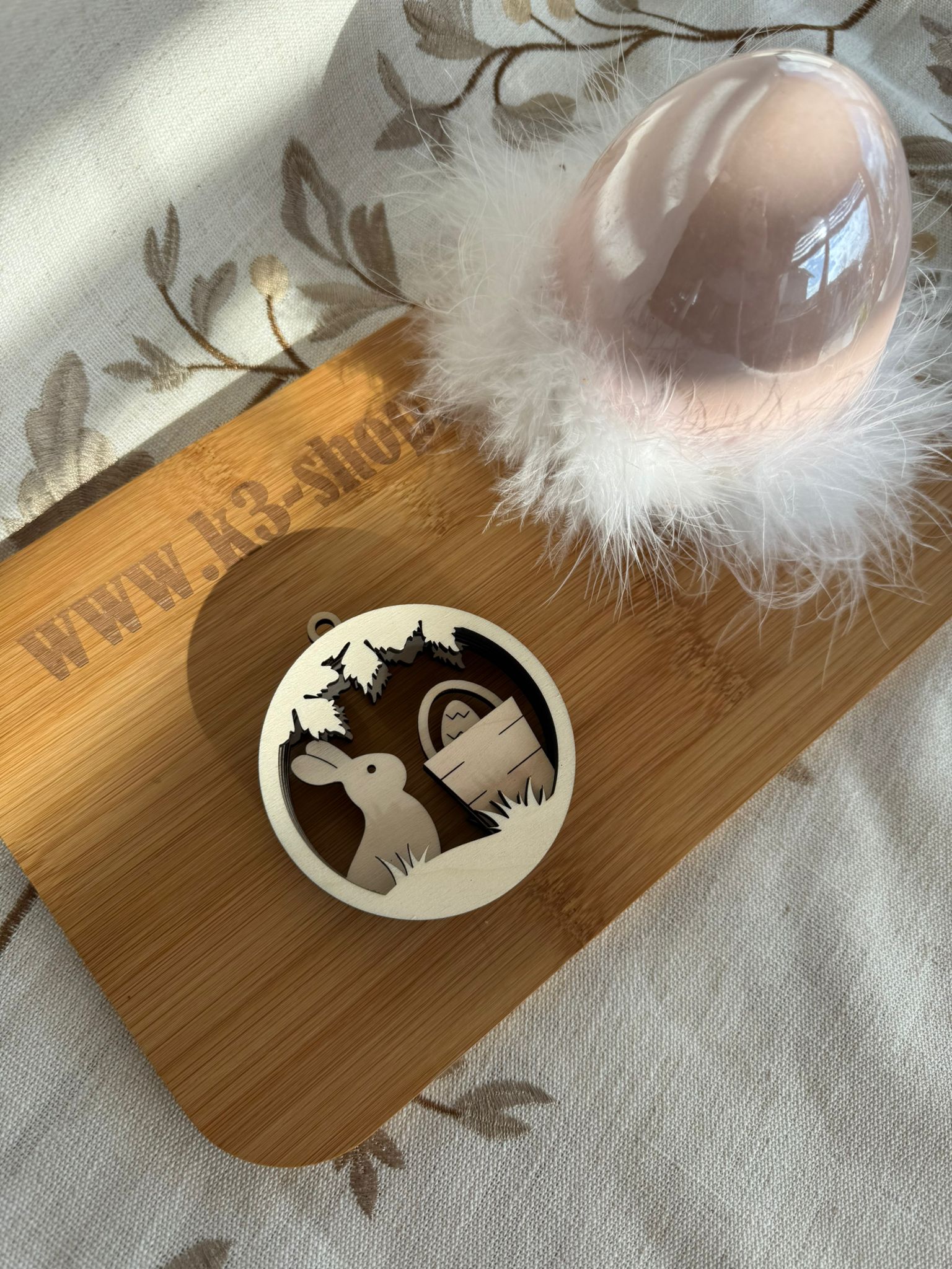 🐇 3D-Osterhase Anhänger aus Holz – 5-Schichten Motiv