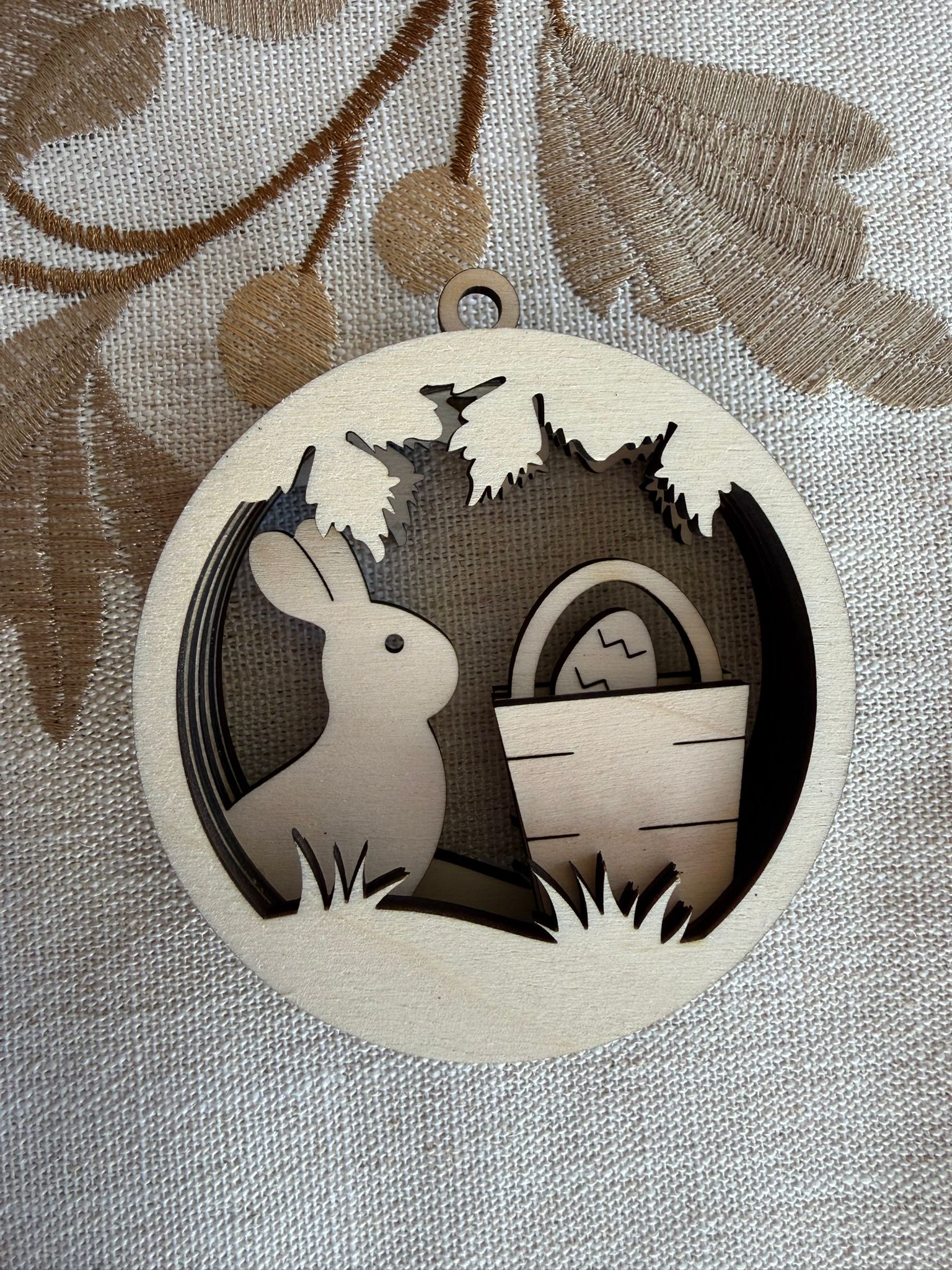 🐇 3D-Osterhase Anhänger aus Holz – 5-Schichten Motiv