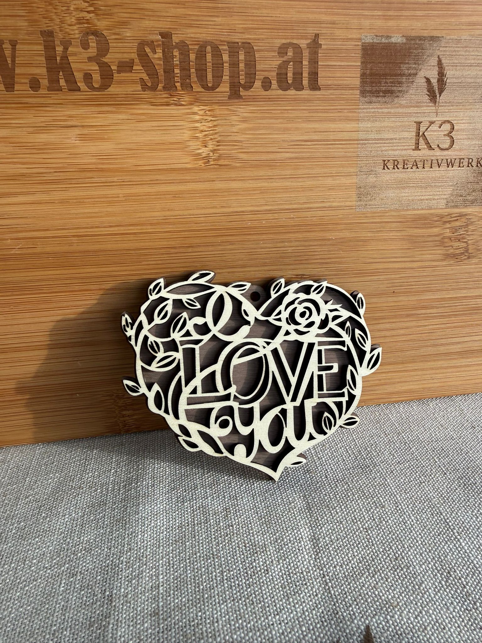 💕 Love You Anhänger aus Holz