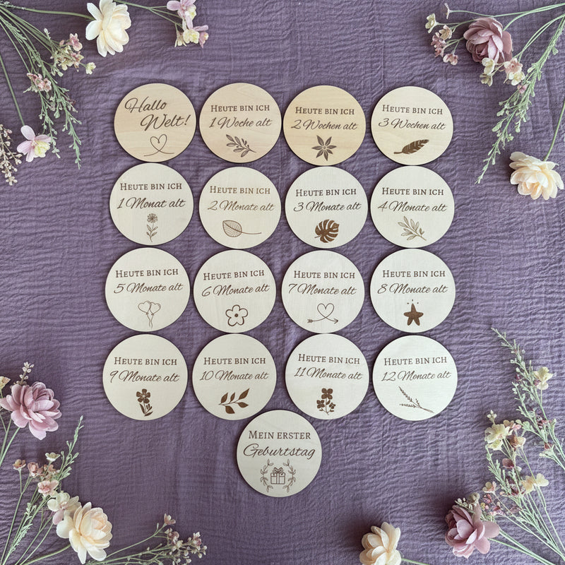 👶 Baby Milestones made of wood – memory set for the first year
