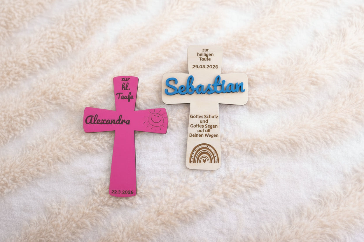 ✝️ Kreuz aus Holz – Geschenk zur Taufe, Erstkommunion uvm. (personalisierbar)