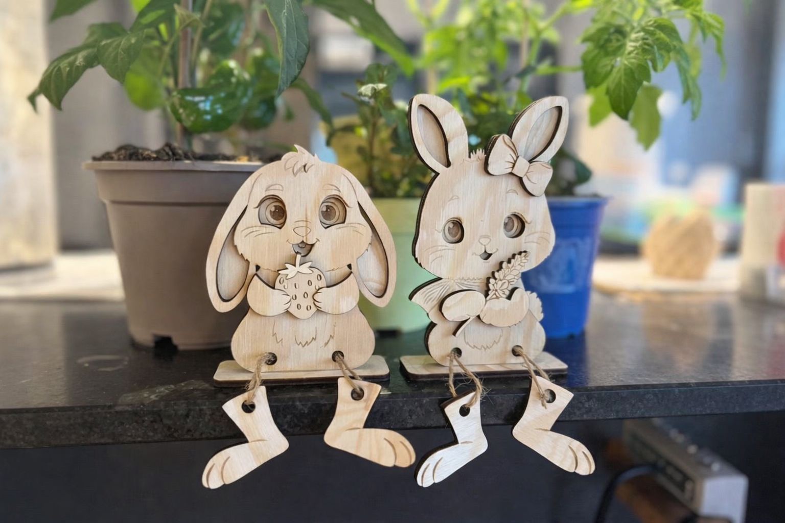🐣 Osterhasen aus Holz verschiedene Motive für ein stilvolles Osterfest (personalisierbar)