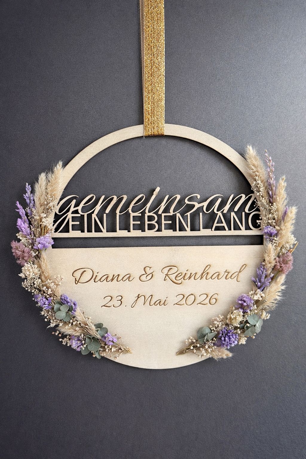 💞 Türkranz „Gemeinsam ein Leben lang“ aus Holz (personalisierbar)