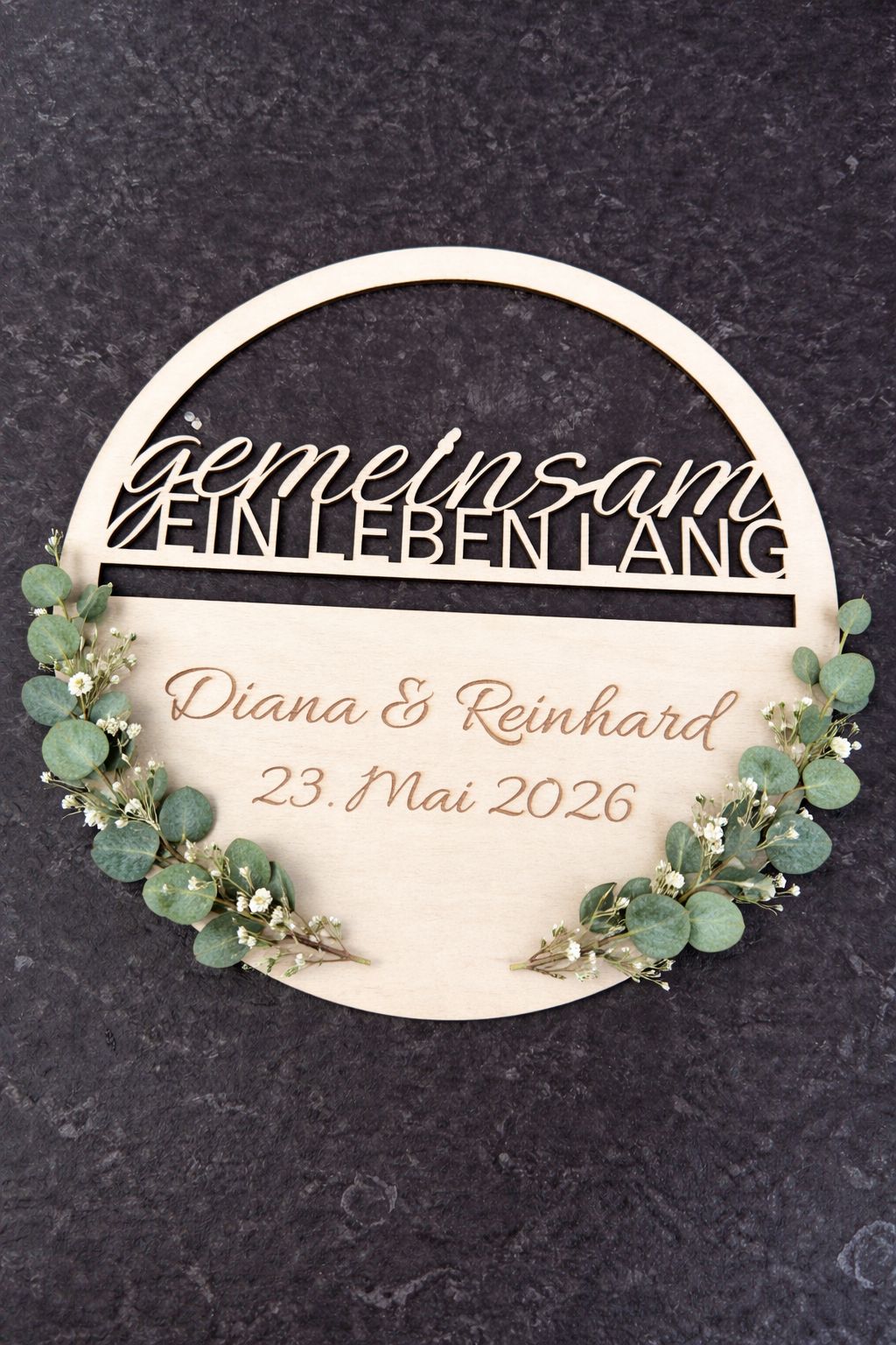 💞 Türkranz „Gemeinsam ein Leben lang“ aus Holz (personalisierbar)