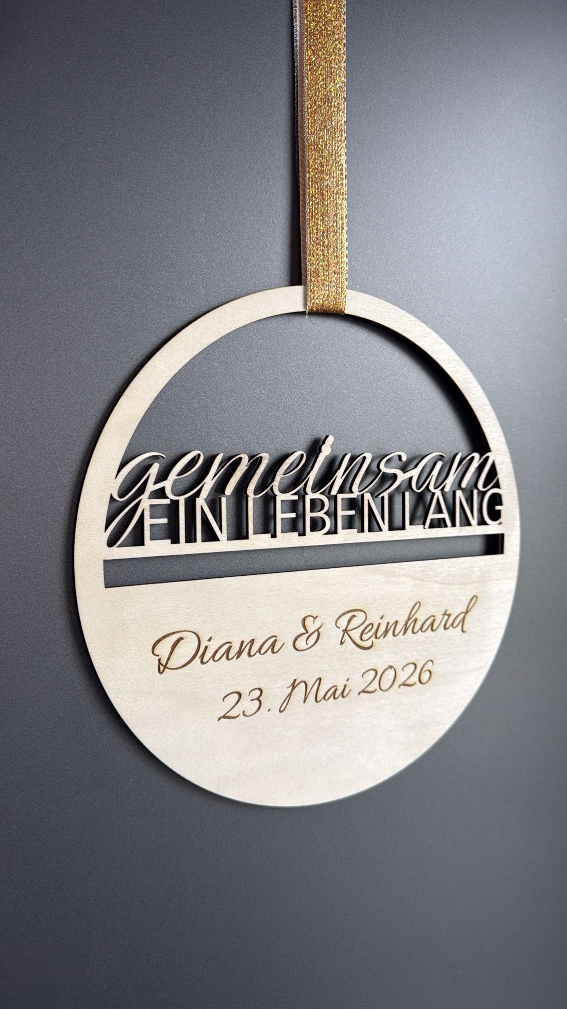 💞 Türkranz „Gemeinsam ein Leben lang“ aus Holz (personalisierbar)