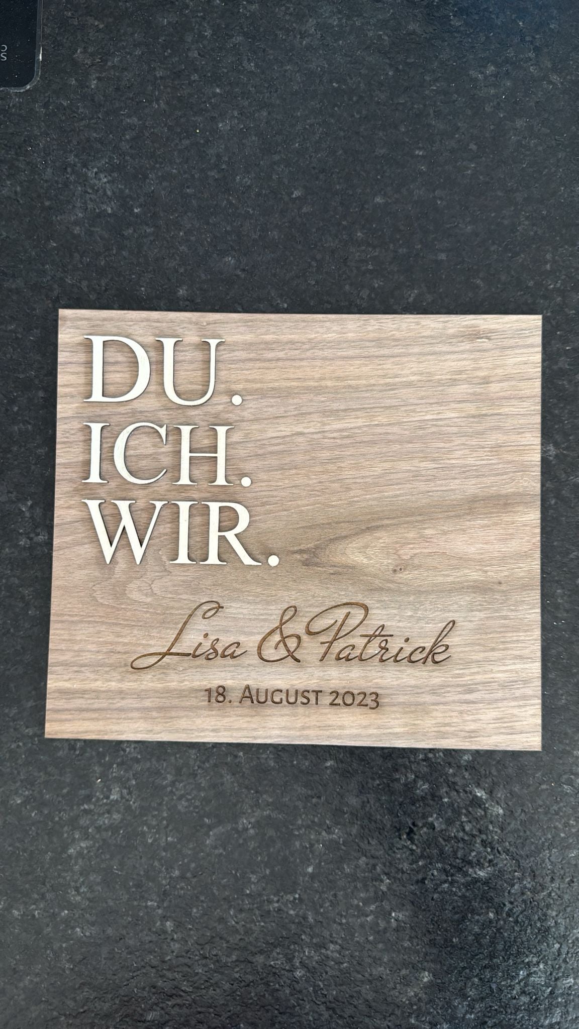 💍 „Du. Ich. Wir.“ Schild aus Holz – mit Namen & Gravur (personalisierbar)