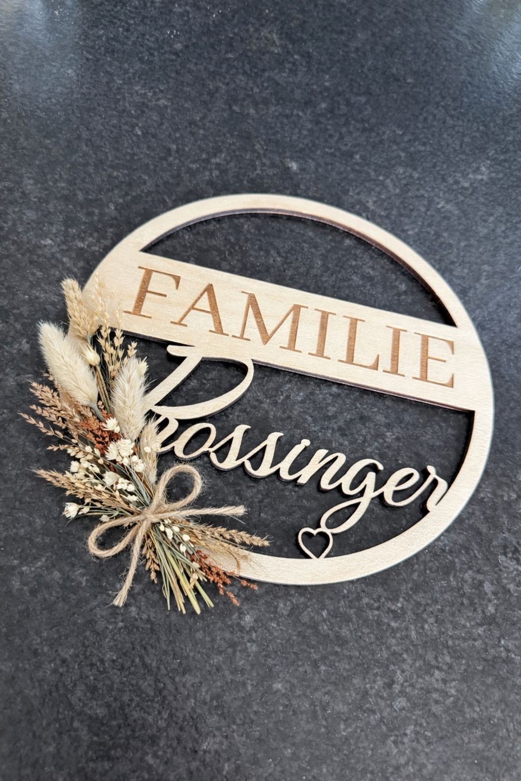 🏡 Türkranz „Familie + Name“ aus Holz (personalisierbar)