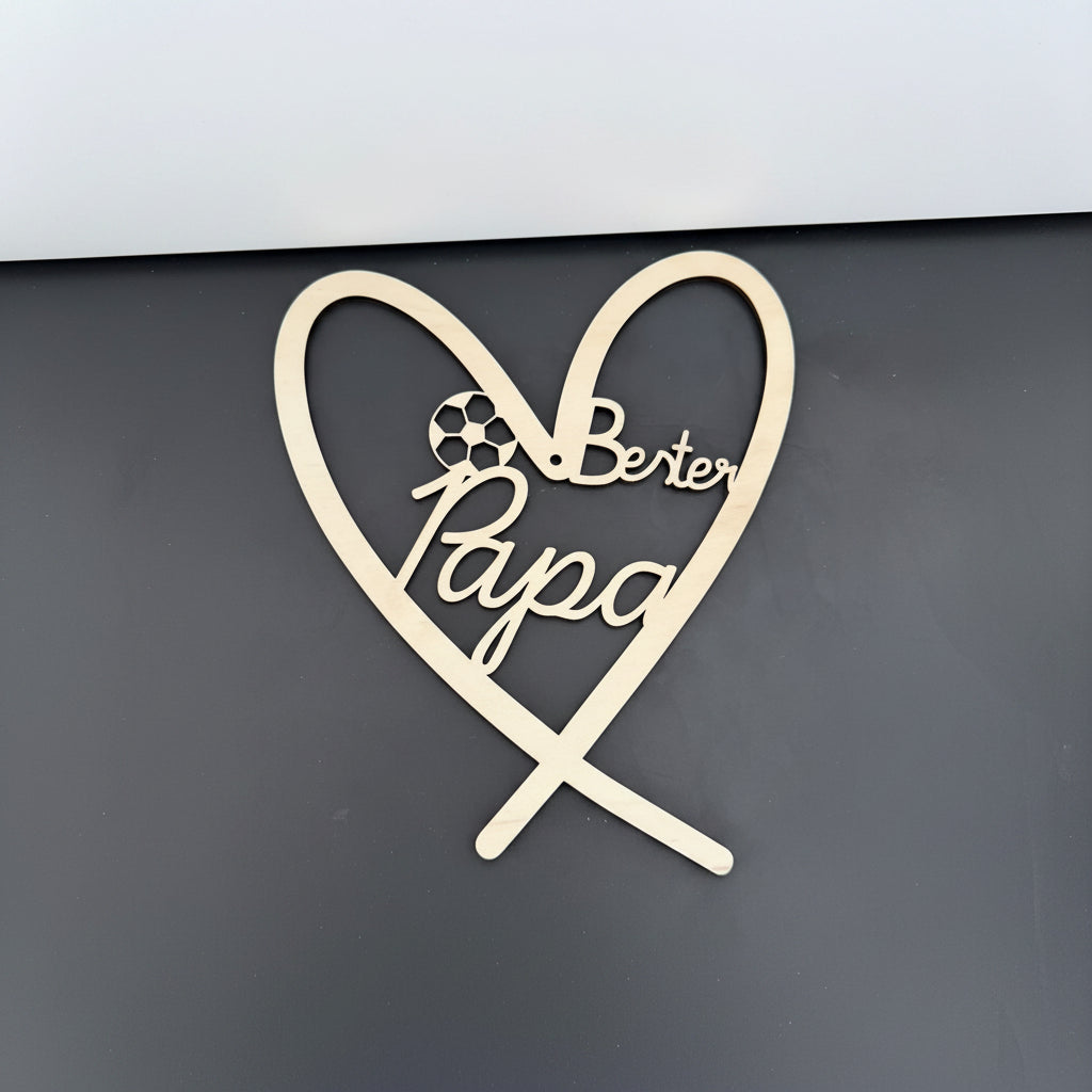 ❤️ Herz aus Holz „Bester Papa“ (personalisierbar)
