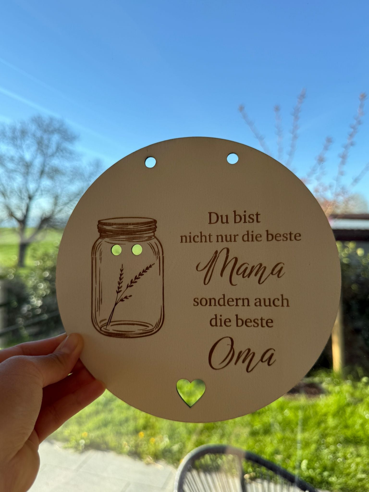 💐 Muttertagsgeschenk aus Holz – liebevolle Botschaft für Mama & Oma (personalisierbar)