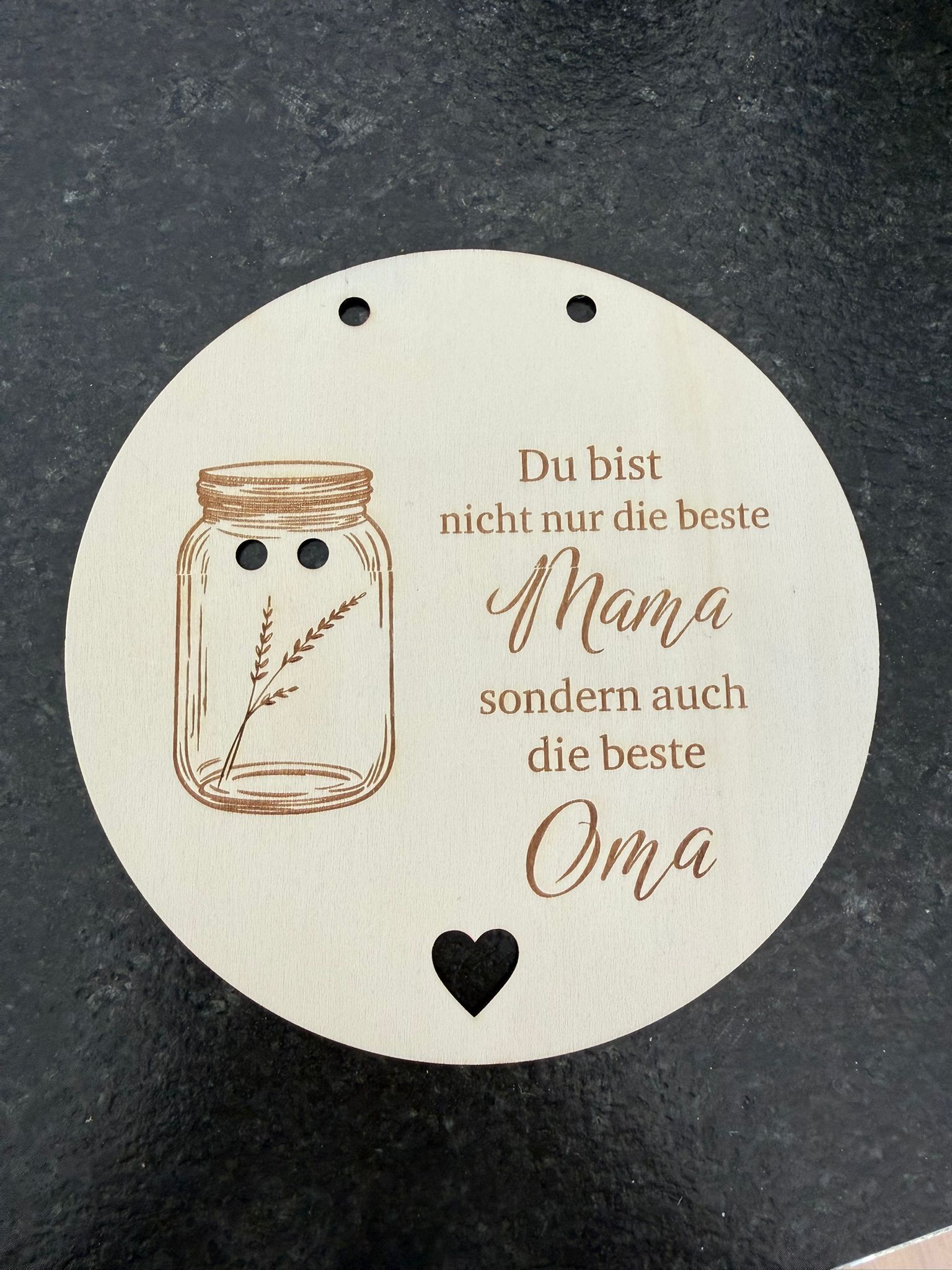 💐 Muttertagsgeschenk aus Holz – liebevolle Botschaft für Mama & Oma (personalisierbar)