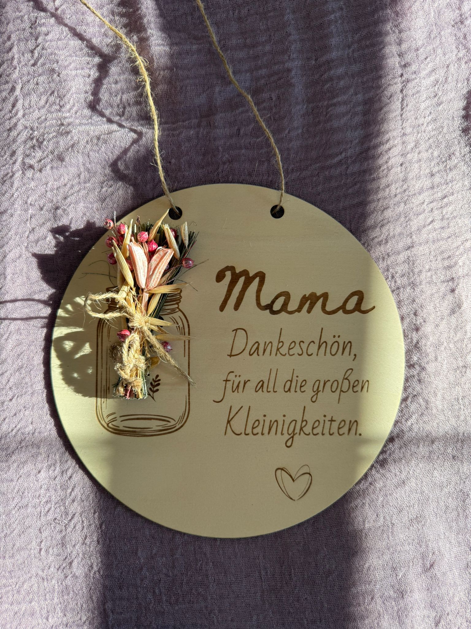 💐 Muttertagsgeschenk aus Holz – liebevolle Botschaft für Mama & Oma (personalisierbar)