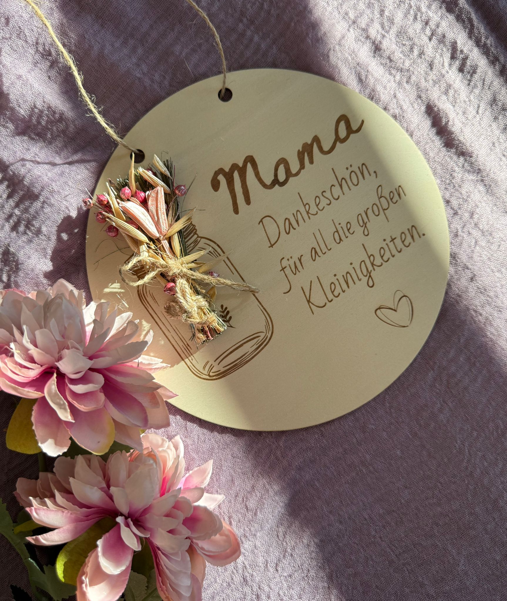💐 Muttertagsgeschenk aus Holz – liebevolle Botschaft für Mama & Oma (personalisierbar)