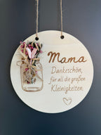 💐 Muttertagsgeschenk aus Holz – liebevolle Botschaft für Mama & Oma (personalisierbar)
