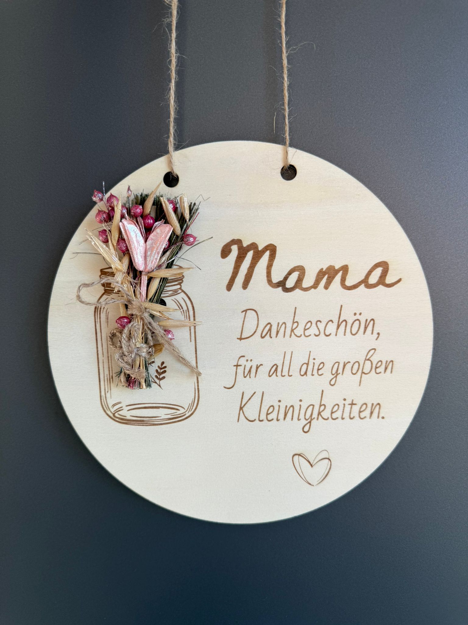 💐 Muttertagsgeschenk aus Holz – liebevolle Botschaft für Mama & Oma (personalisierbar)