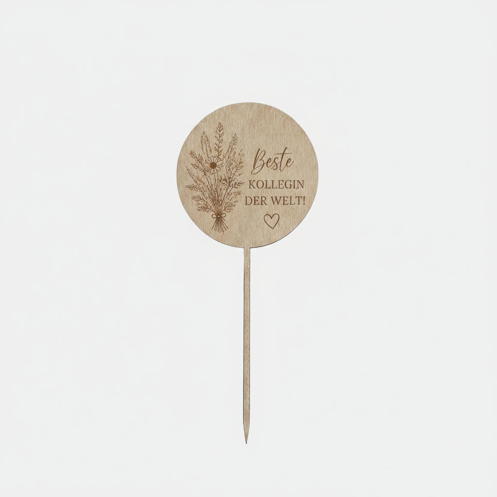 🌸❤️ Blumenstecker aus Holz mit Herz – liebevolle Deko für besondere Anlässe (personalisierbar)