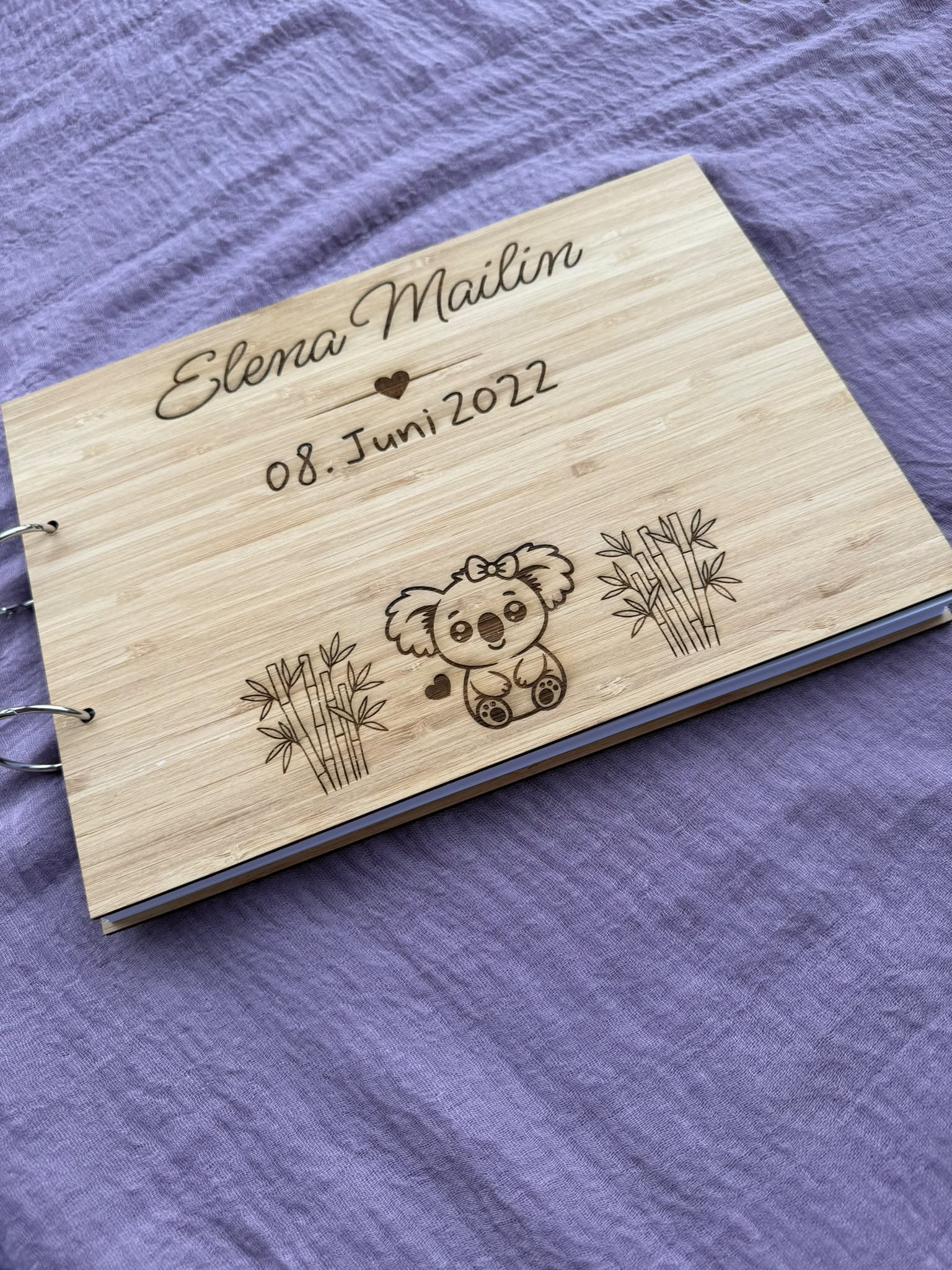 📖✨ Buch aus Bambus-Holz mit Ringbindung (personalisierbar)