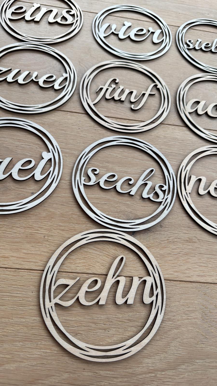 🪵 Tischnummer aus Holz 10er (personalisierbar)