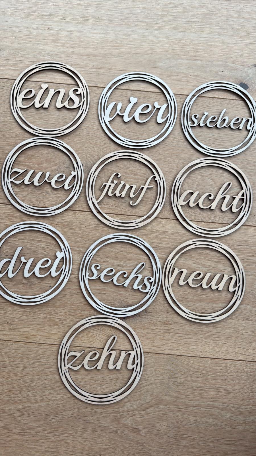 🪵 Tischnummer aus Holz 10er (personalisierbar)