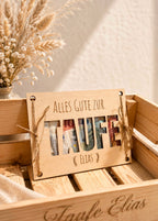 🕊️ Geldgeschenk zur Taufe „Ein kleiner Wunscherfüller“ aus Holz (personalisierbar)