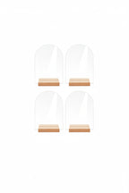 💒 Tischnummern aus Acryl mit Holzsockel – 4er-Set, personalisierbar mit UV-Druck