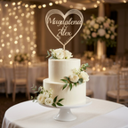 ❤️ Cake Topper aus Holz in Herzform – personalisierbar mit Wunschtext
