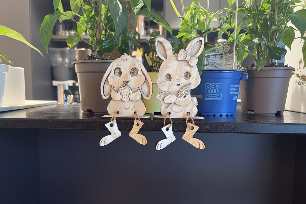 🐣 Osterhasen aus Holz verschiedene Motive für ein stilvolles Osterfest (personalisierbar)