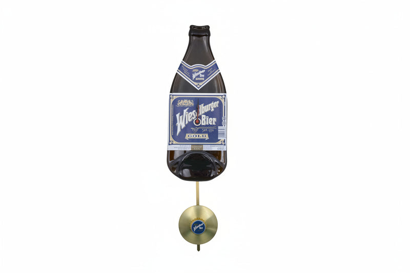 🕒 Modern beer bottle clock with pendulum, Wieselburger (personalizable)