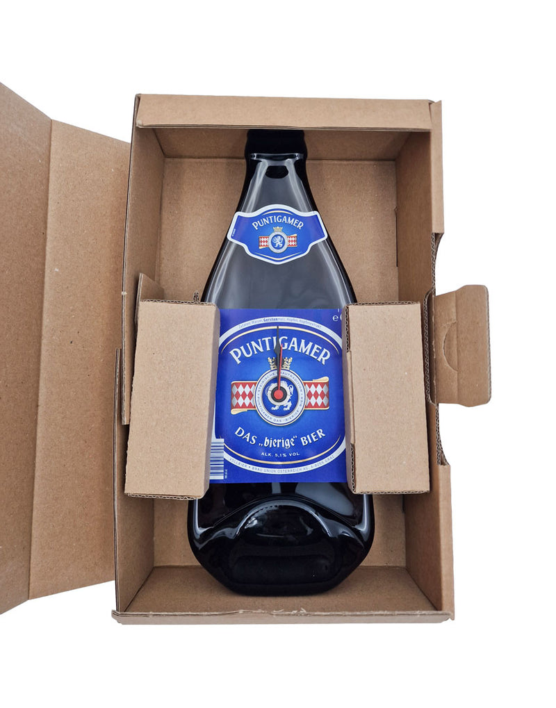🕒 Modern beer bottle clock with pendulum Puntigamer (personalizable)