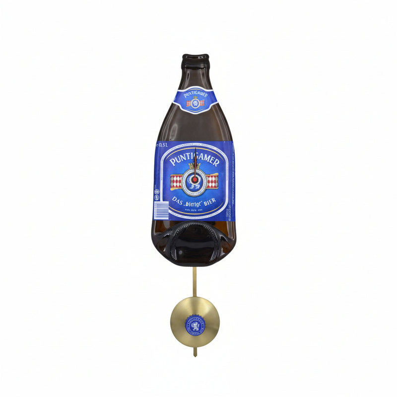 🕒 Modern beer bottle clock with pendulum Puntigamer (personalizable)